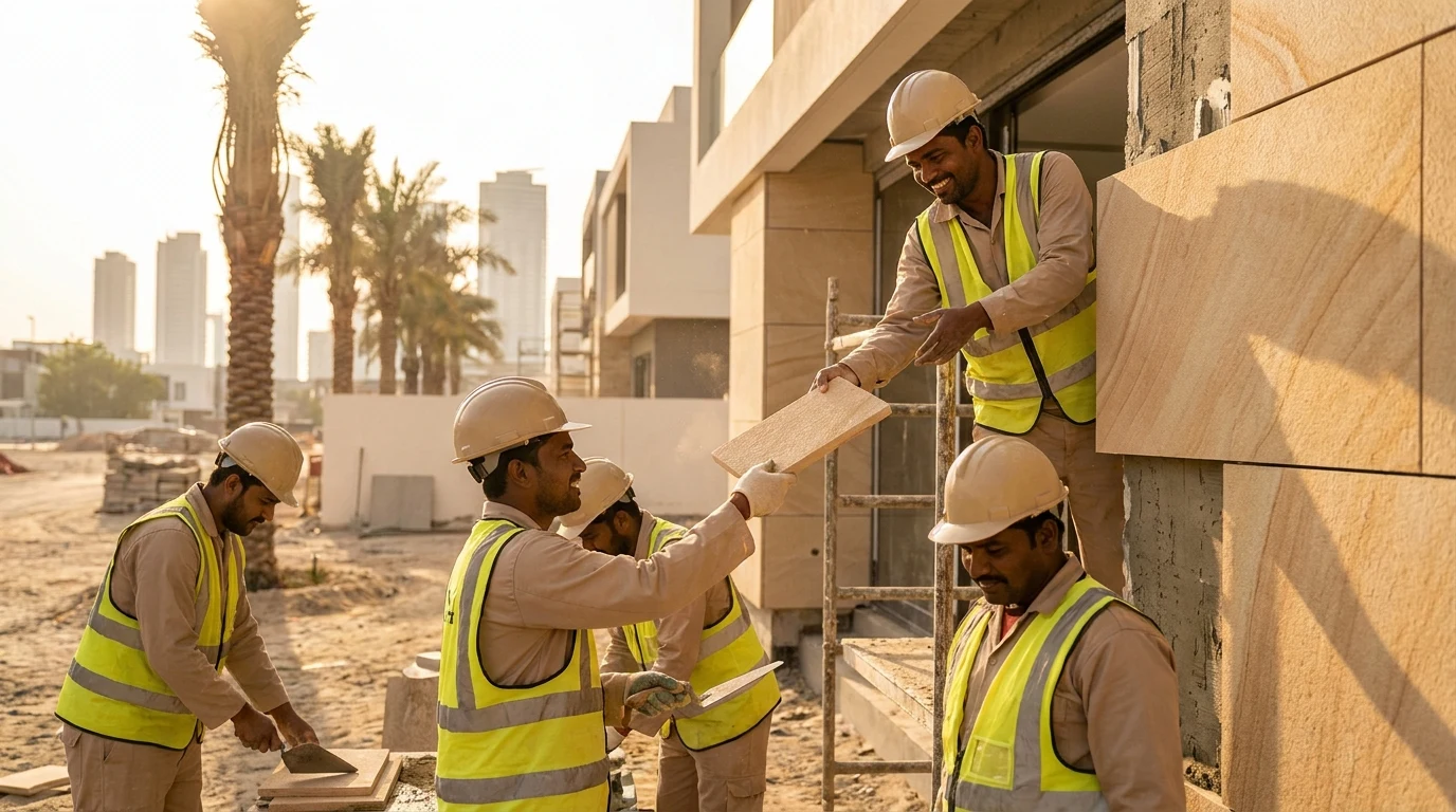 تنظيف واجهات حجر (صاروخ/رمل) في الإمارات 2